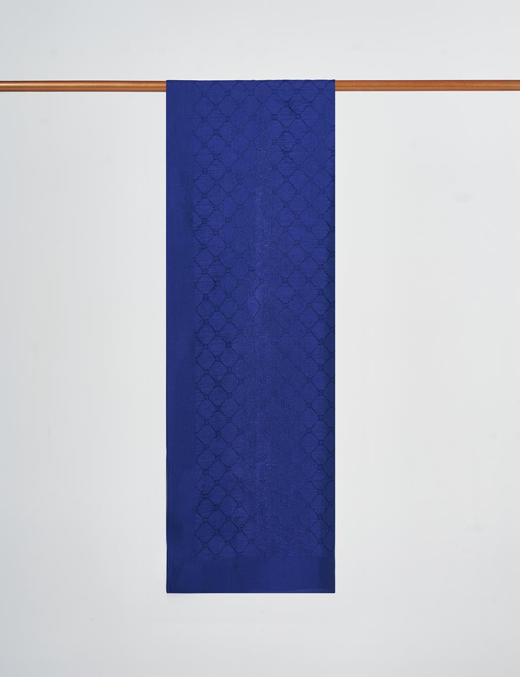 Patterned Cotton Shawl Navy