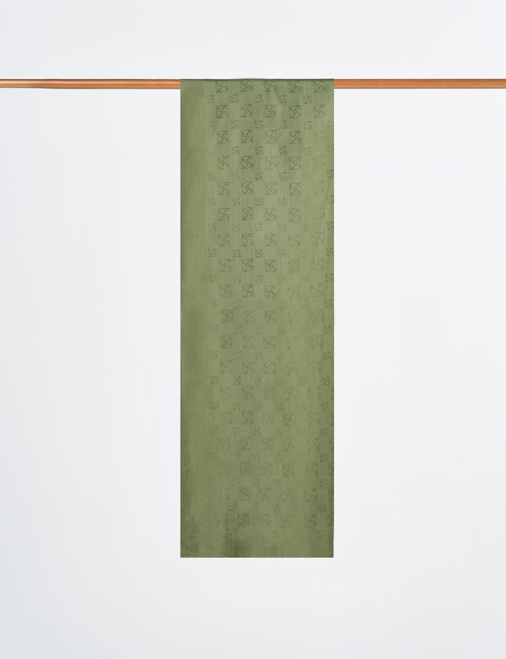 Monogram Patterned Viscose Shawl Forest Green