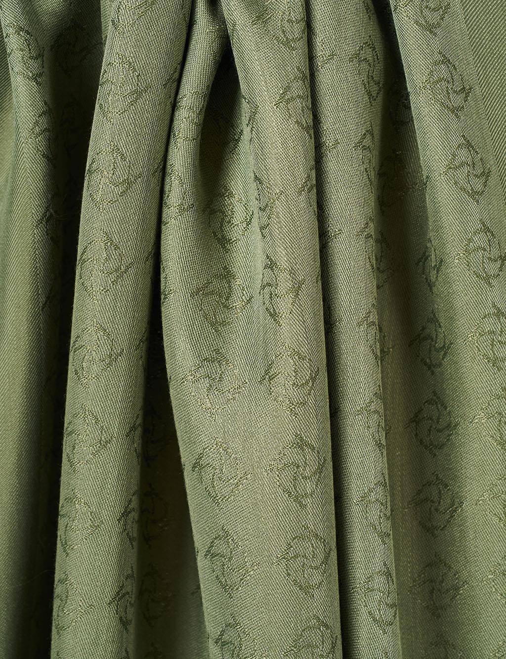 Monogram Detailed Viscose Shawl Forest Green