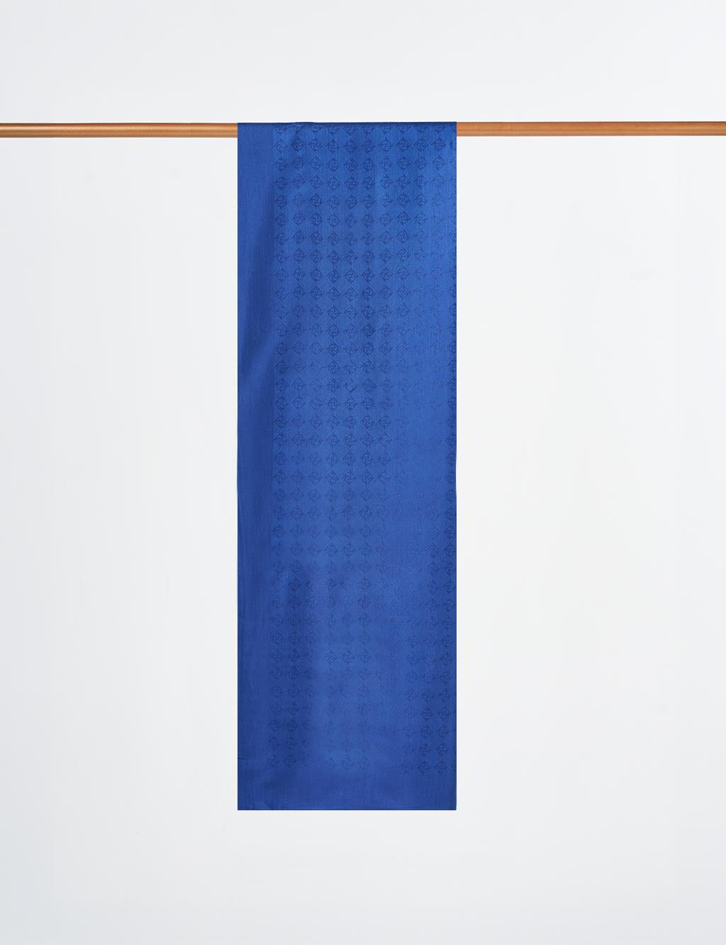 Monogram Detailed Viscose Shawl Indigo