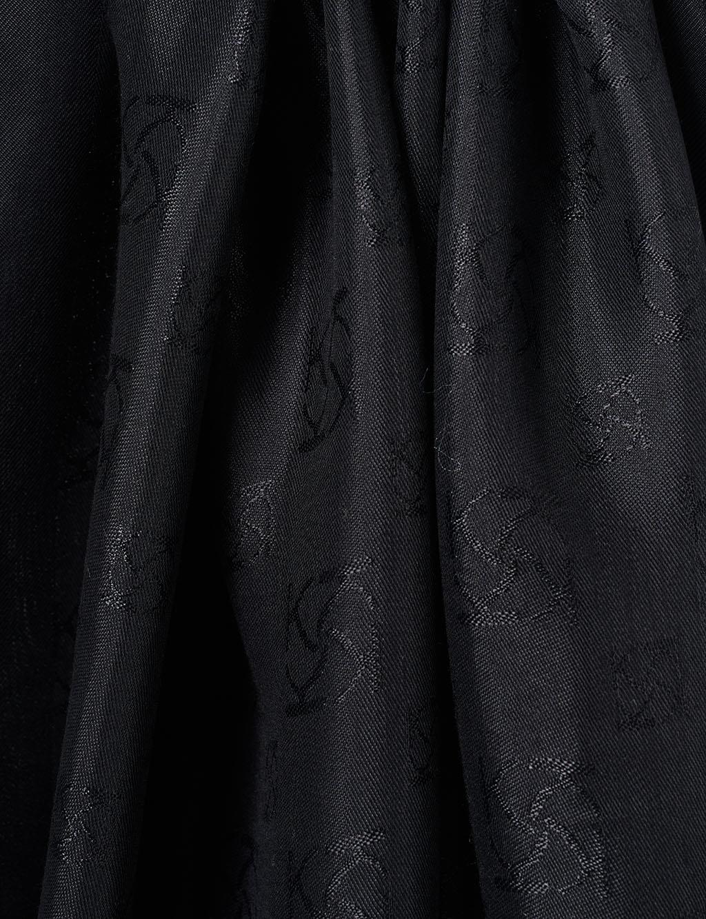 Monogram Patterned Viscose Shawl Black