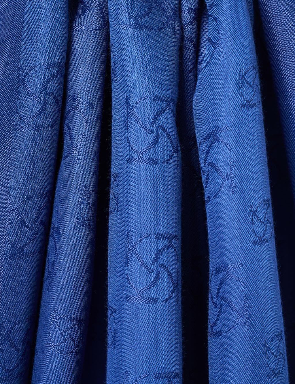 Monogram Patterned Viscose Shawl Indigo