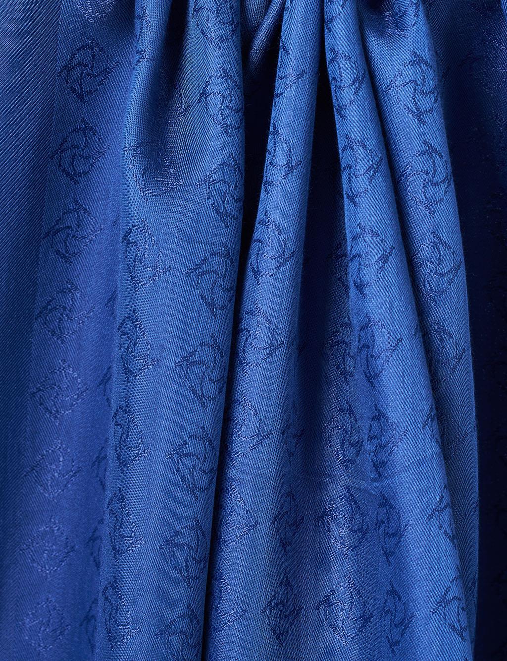 Monogram Detailed Viscose Shawl Indigo