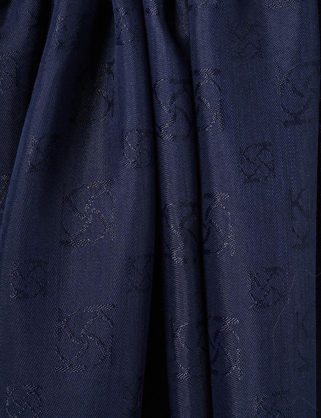 Monogram Patterned Viscose Shawl Navy