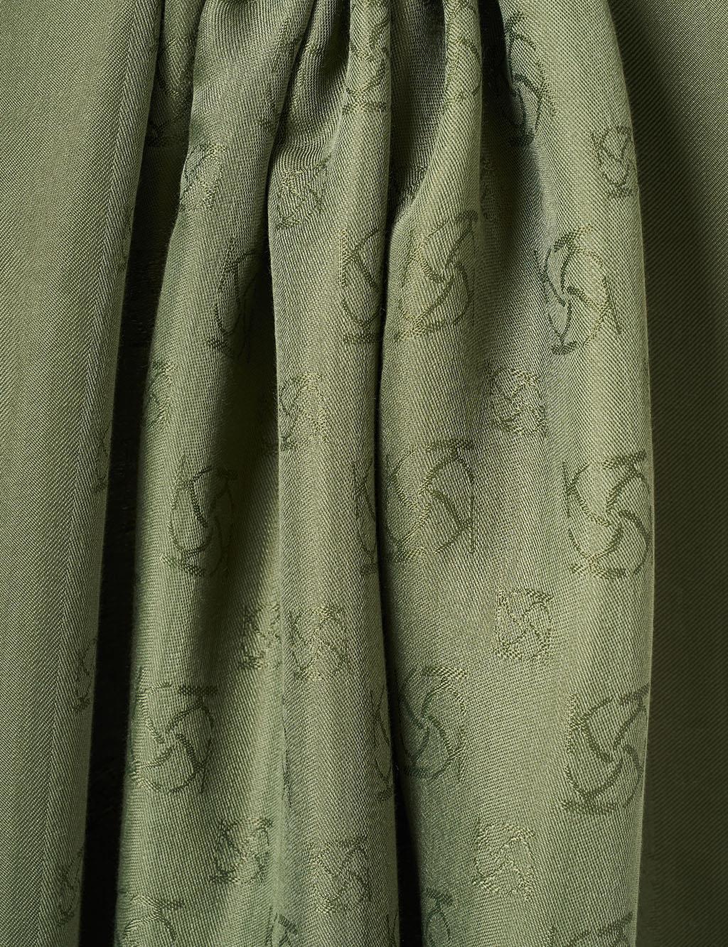 Monogram Patterned Viscose Shawl Forest Green