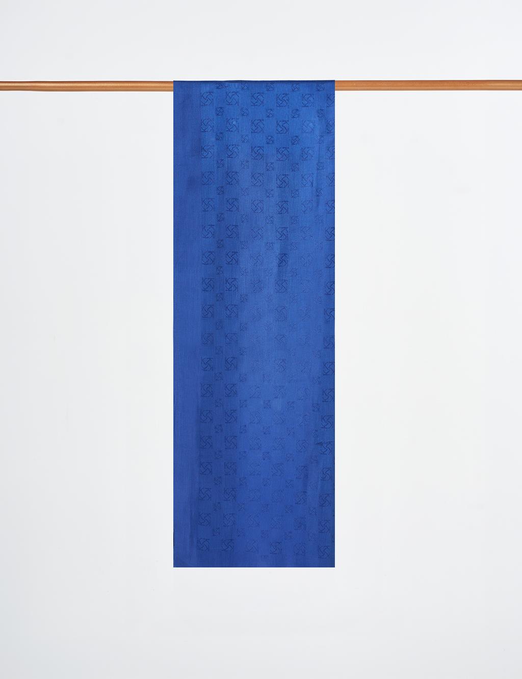 Monogram Patterned Viscose Shawl Indigo