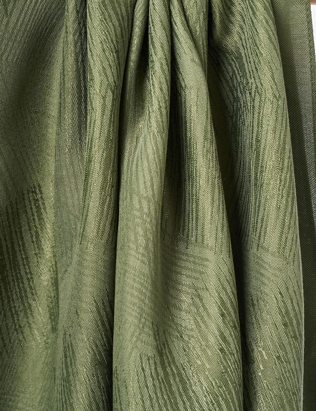 Brush Patterned Viscose Shawl Forest Green