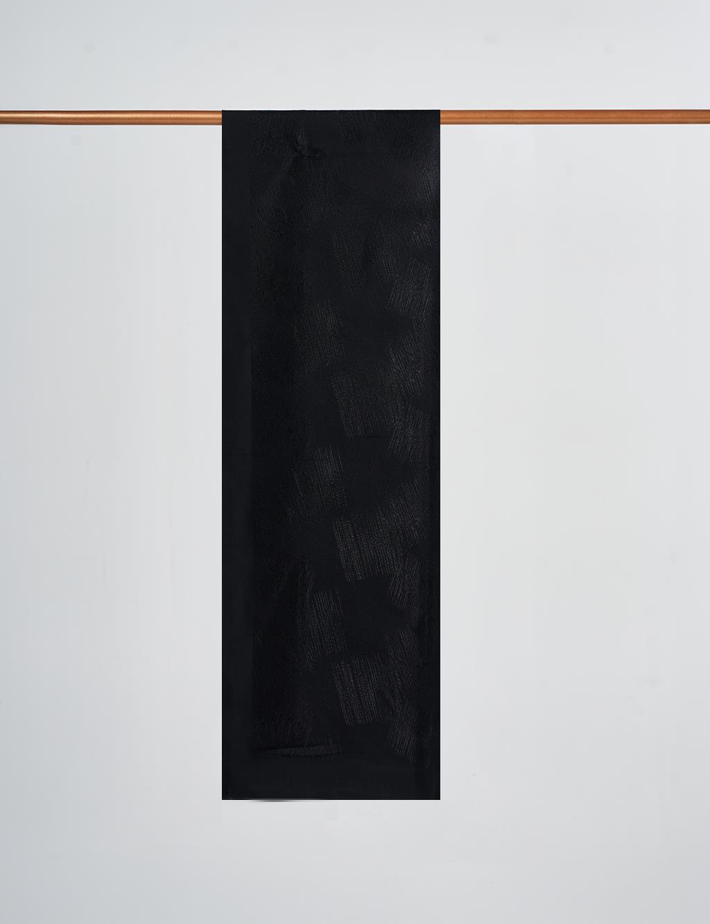 Brush Patterned Viscose Shawl Black