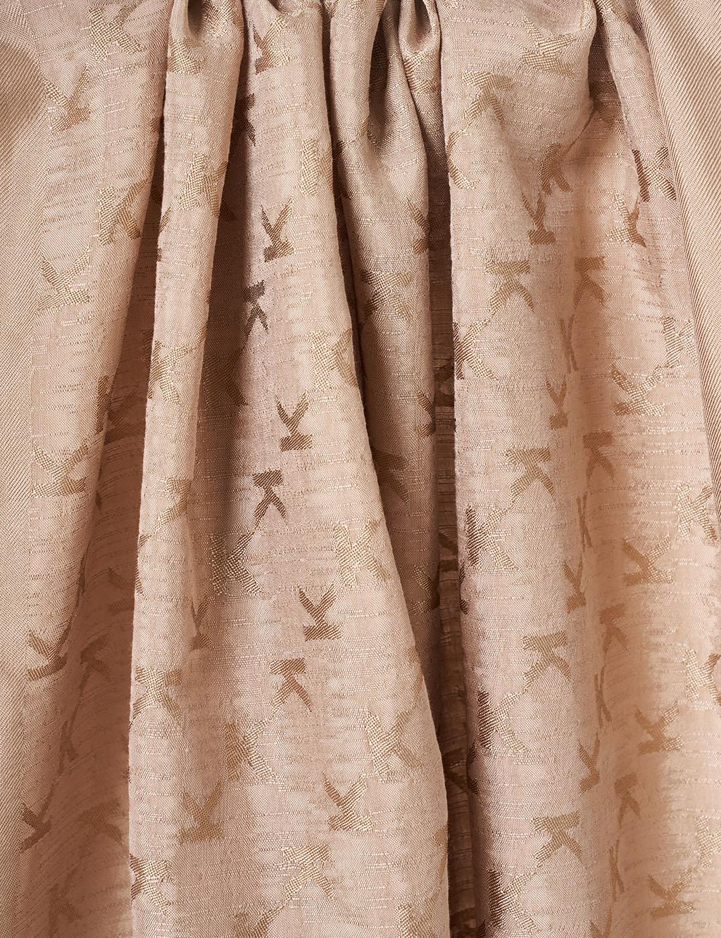 Logo Detailed Cotton Shawl Beige