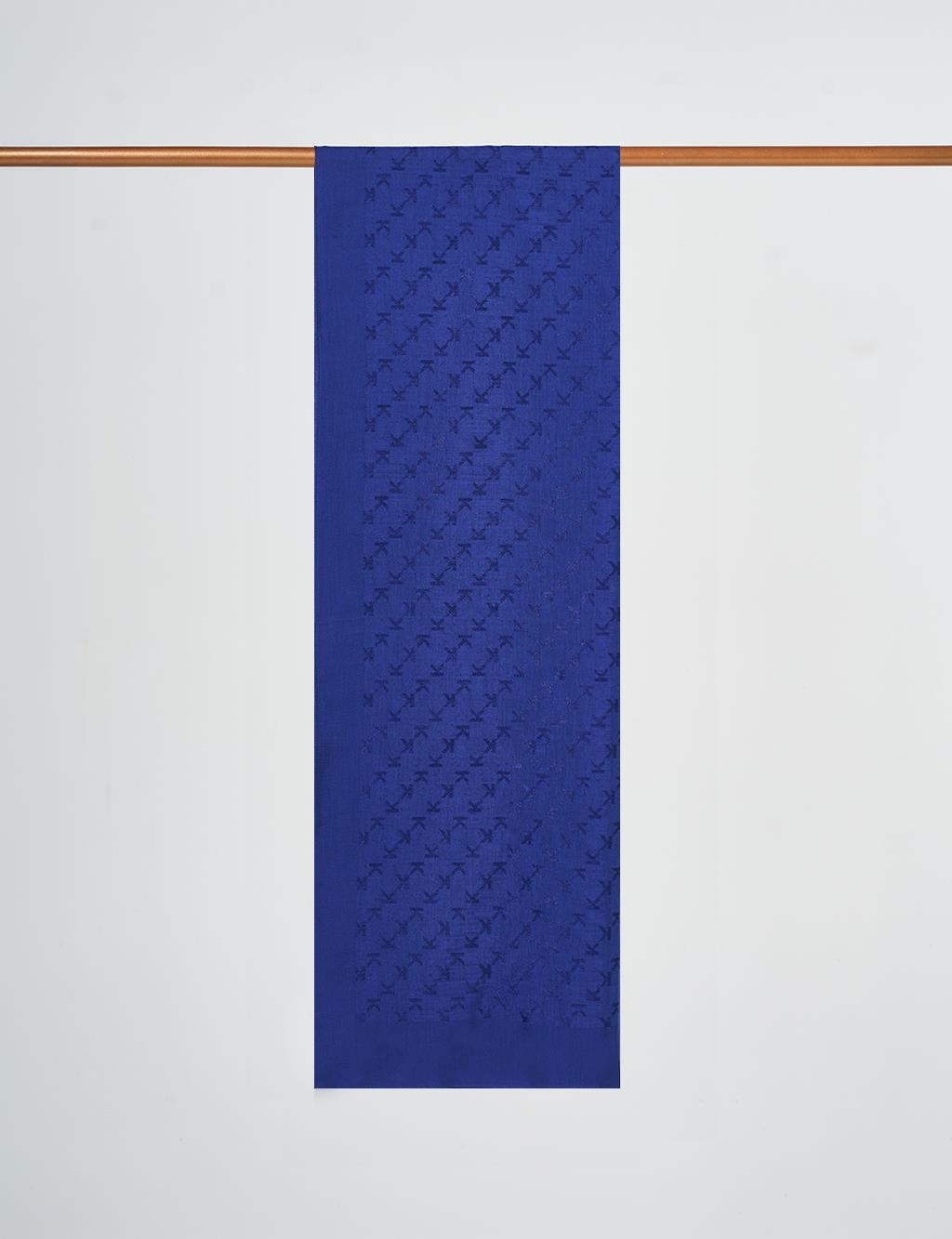 Logo Detailed Cotton Shawl Navy