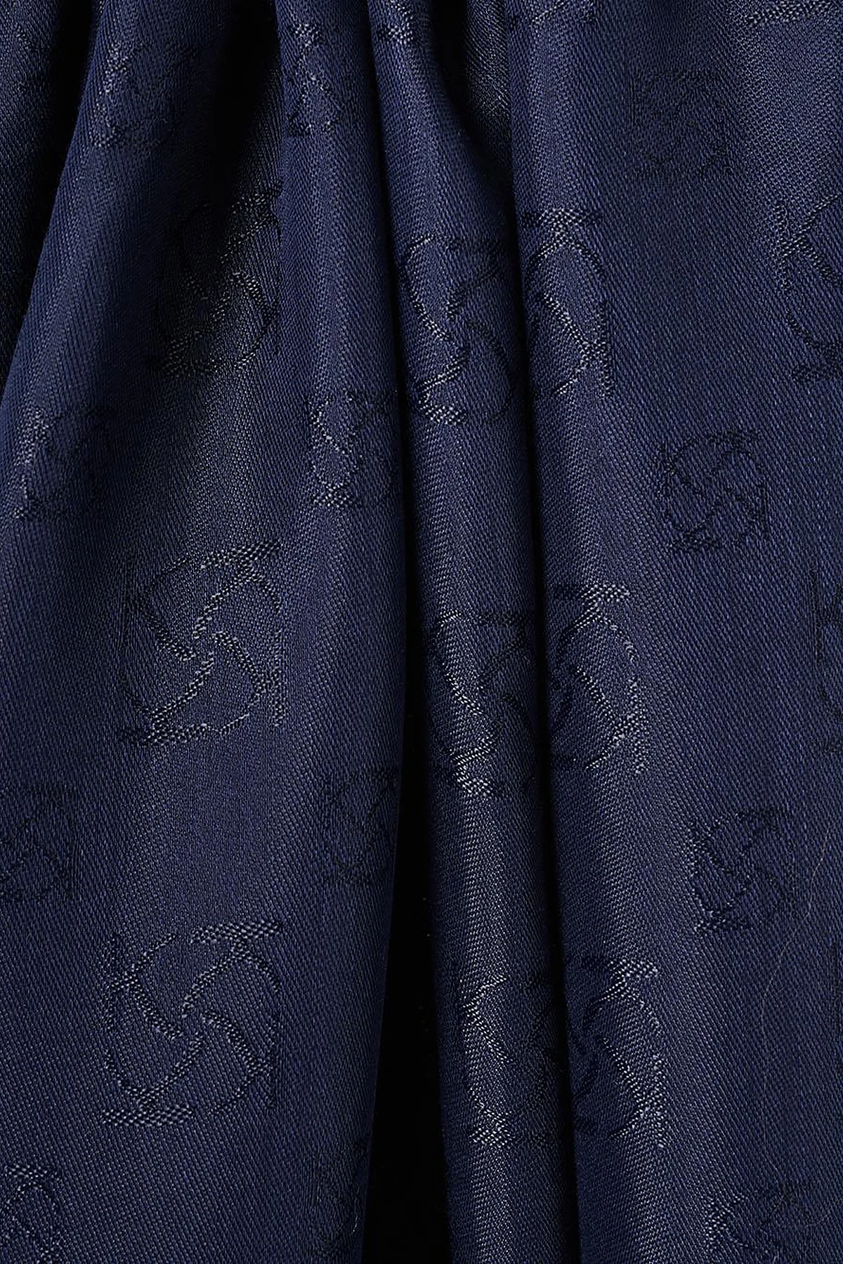 Monogram Patterned Viscose Shawl Navy
