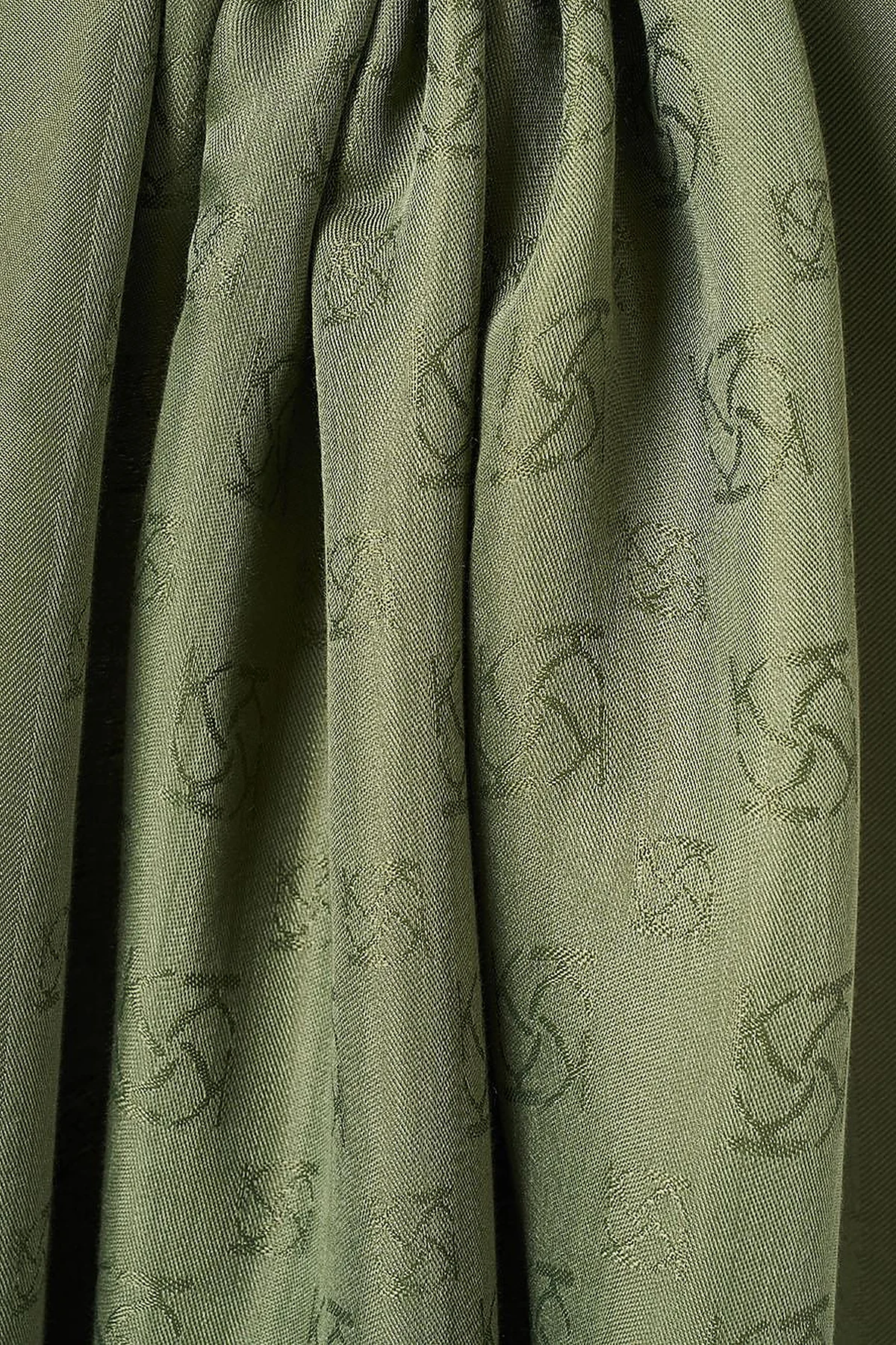 Monogram Patterned Viscose Shawl Forest Green
