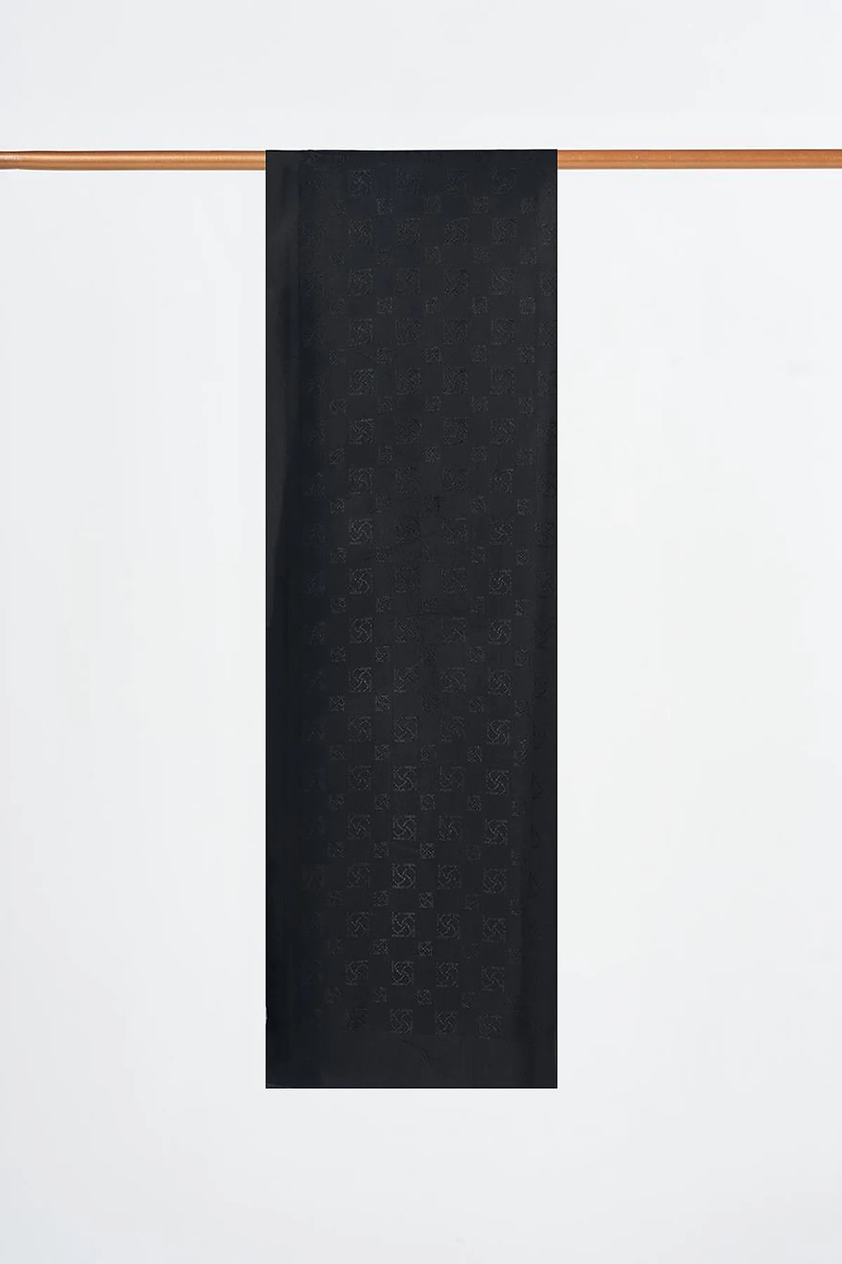 Monogram Patterned Viscose Shawl Black
