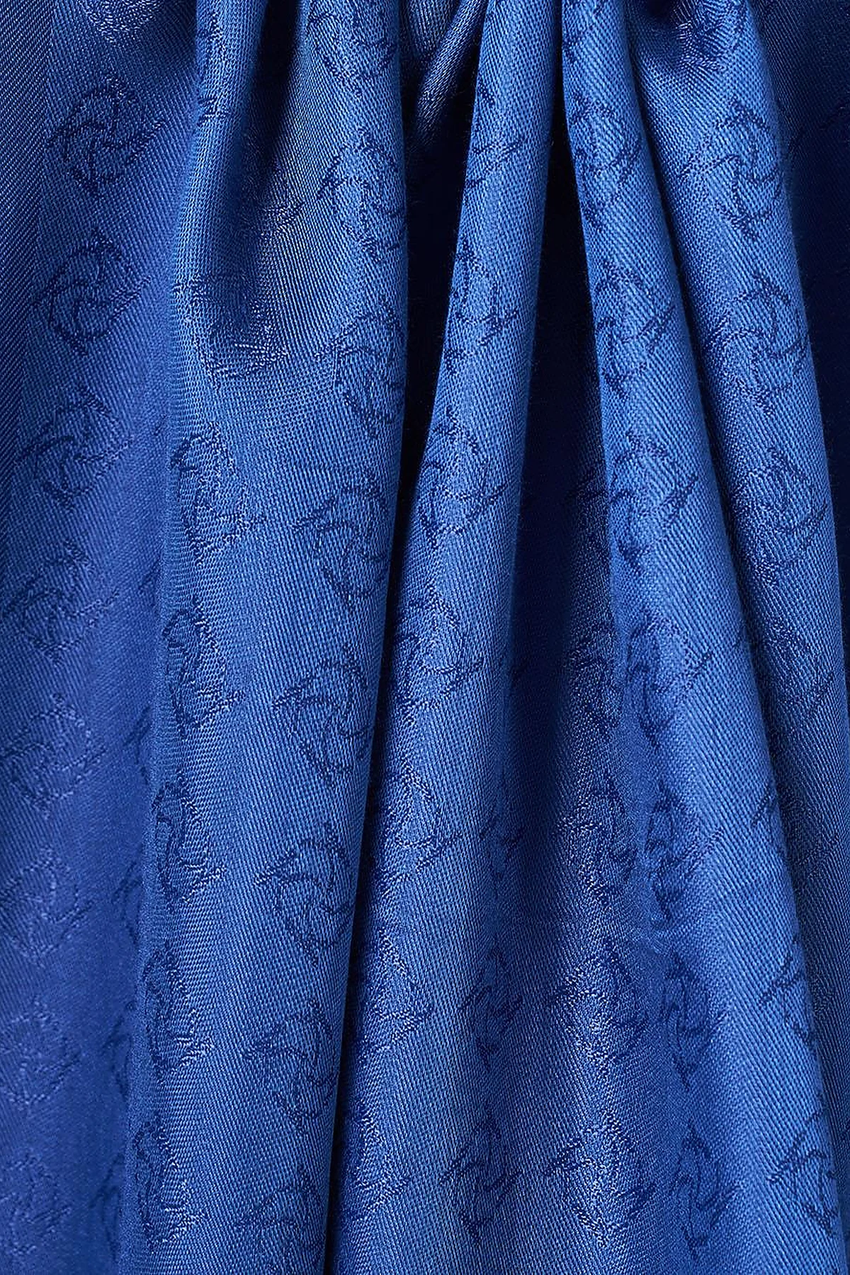 Monogram Detailed Viscose Shawl Indigo