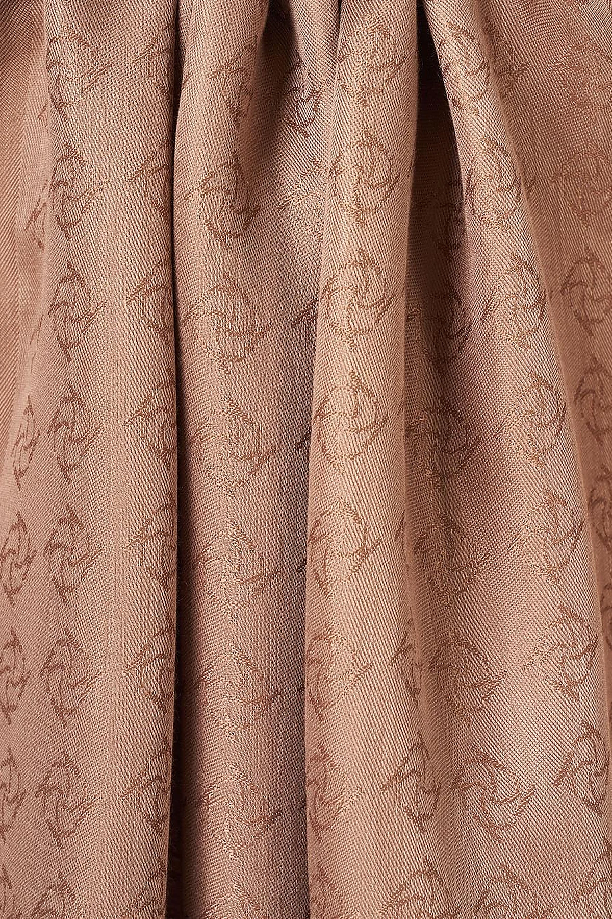 Monogram Detailed Viscose Shawl Brown