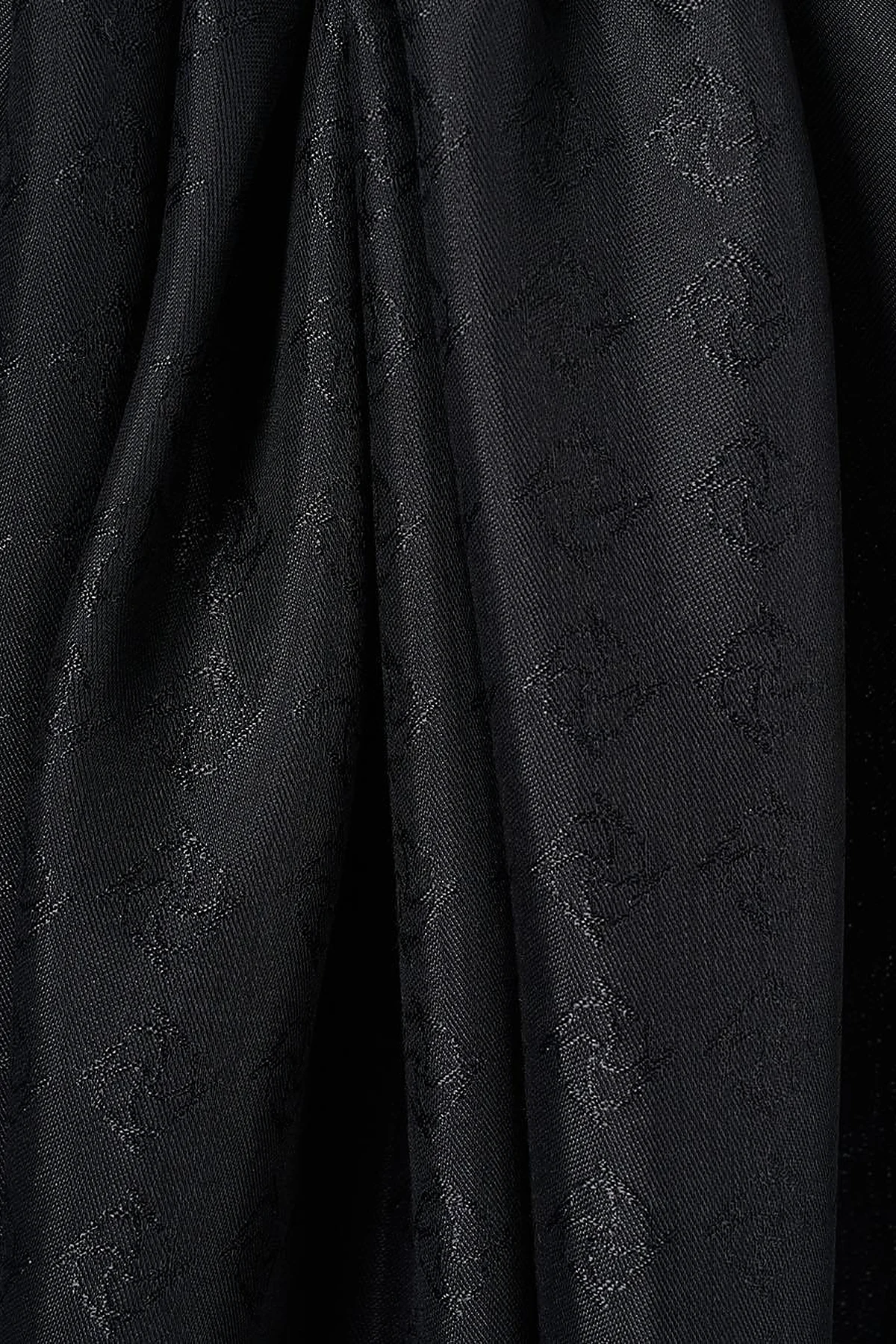 Monogram Detailed Viscose Shawl Black