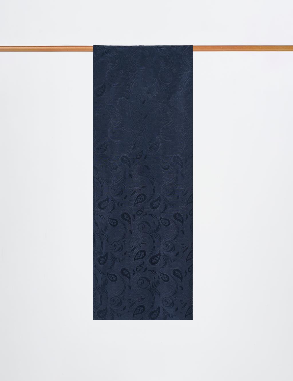 Leaf Pattern Lyocell Shawl Navy