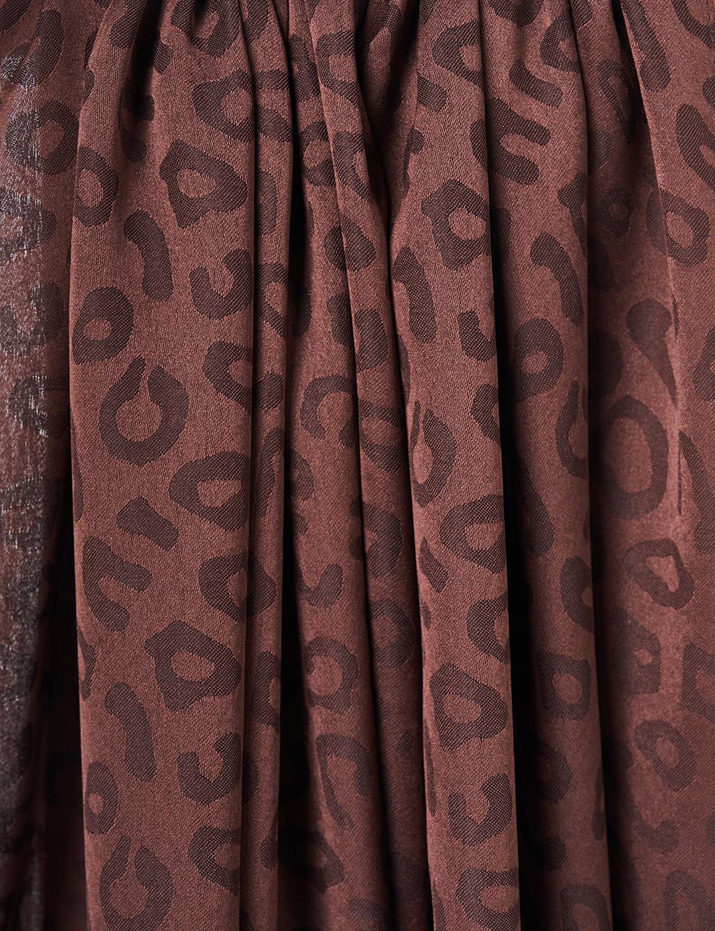 Leopard Pattern Shawl Dark Brown