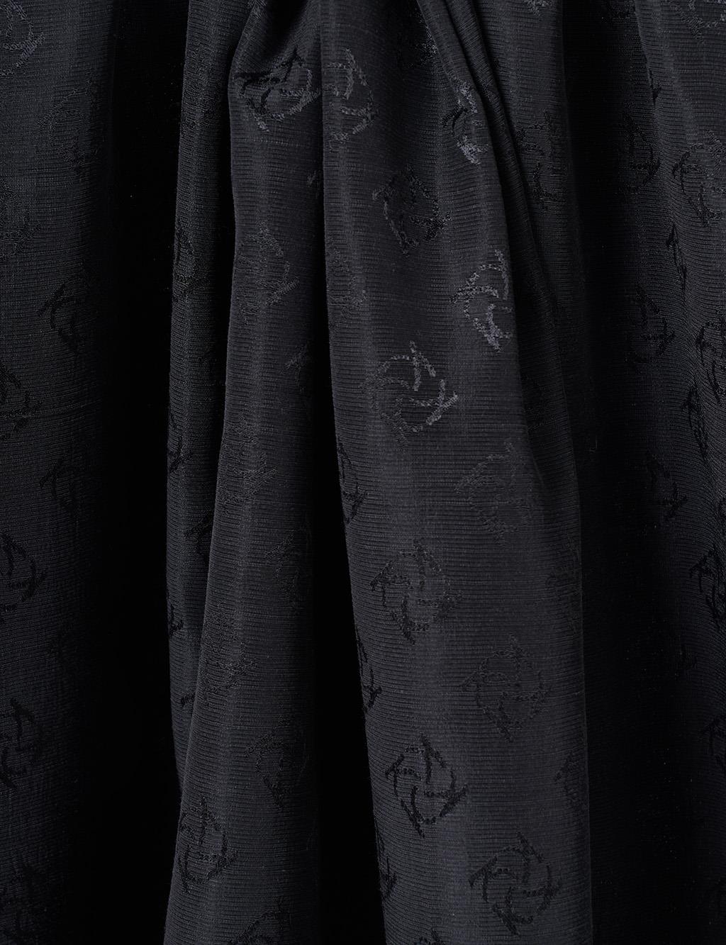 Logo Detailed Lyocell Shawl Black