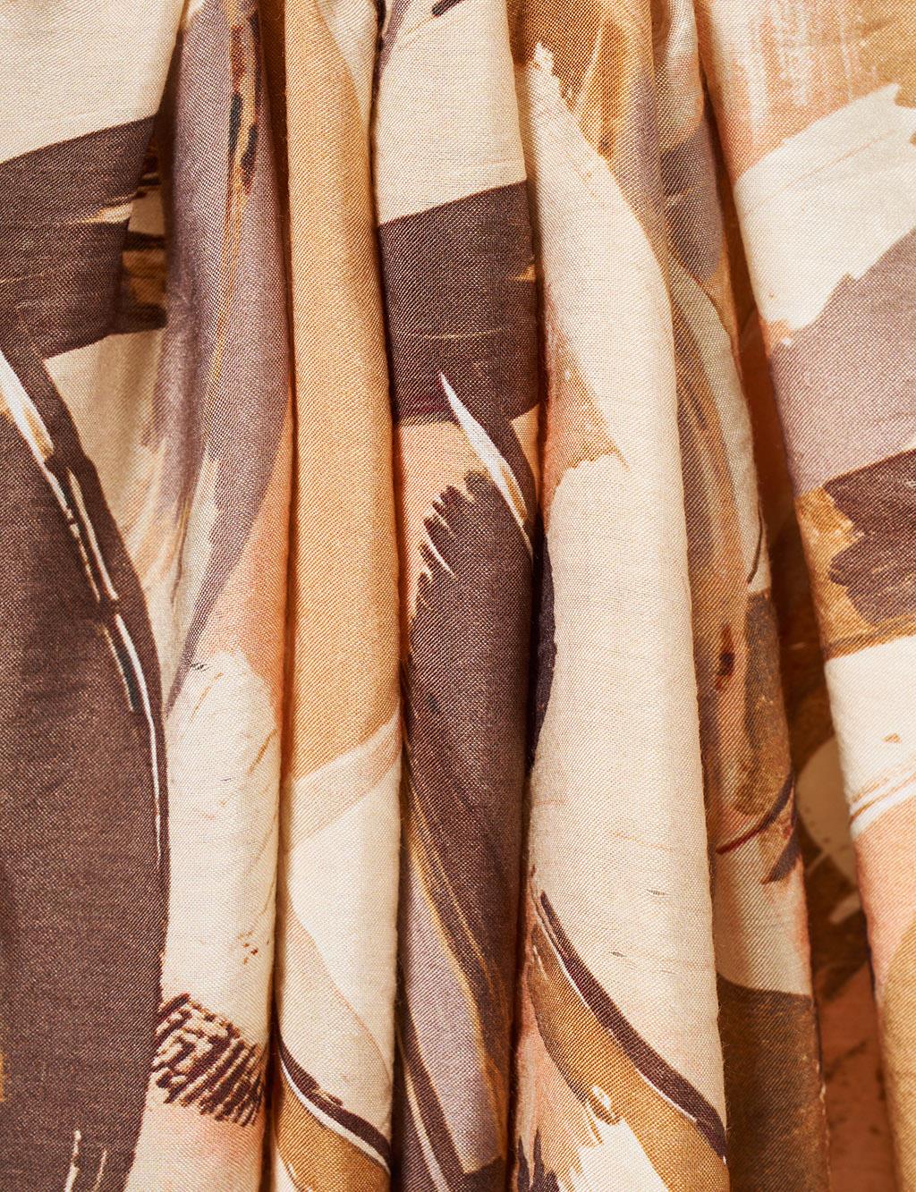 Abstract Brush Pattern Scarf Camel
