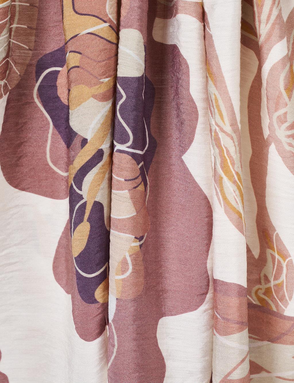 Large Floral Pattern Scarf Mink