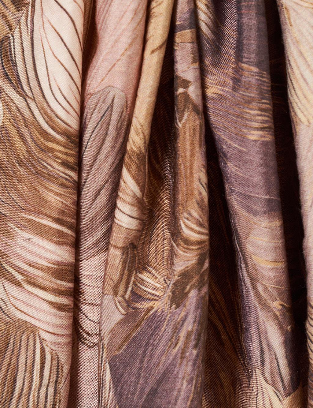 Floral Brush Pattern Scarf Cocoa Powder