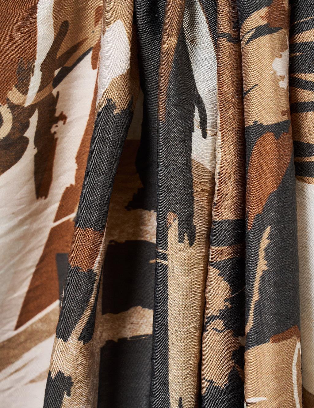 Mixed Pattern Scarf Brown