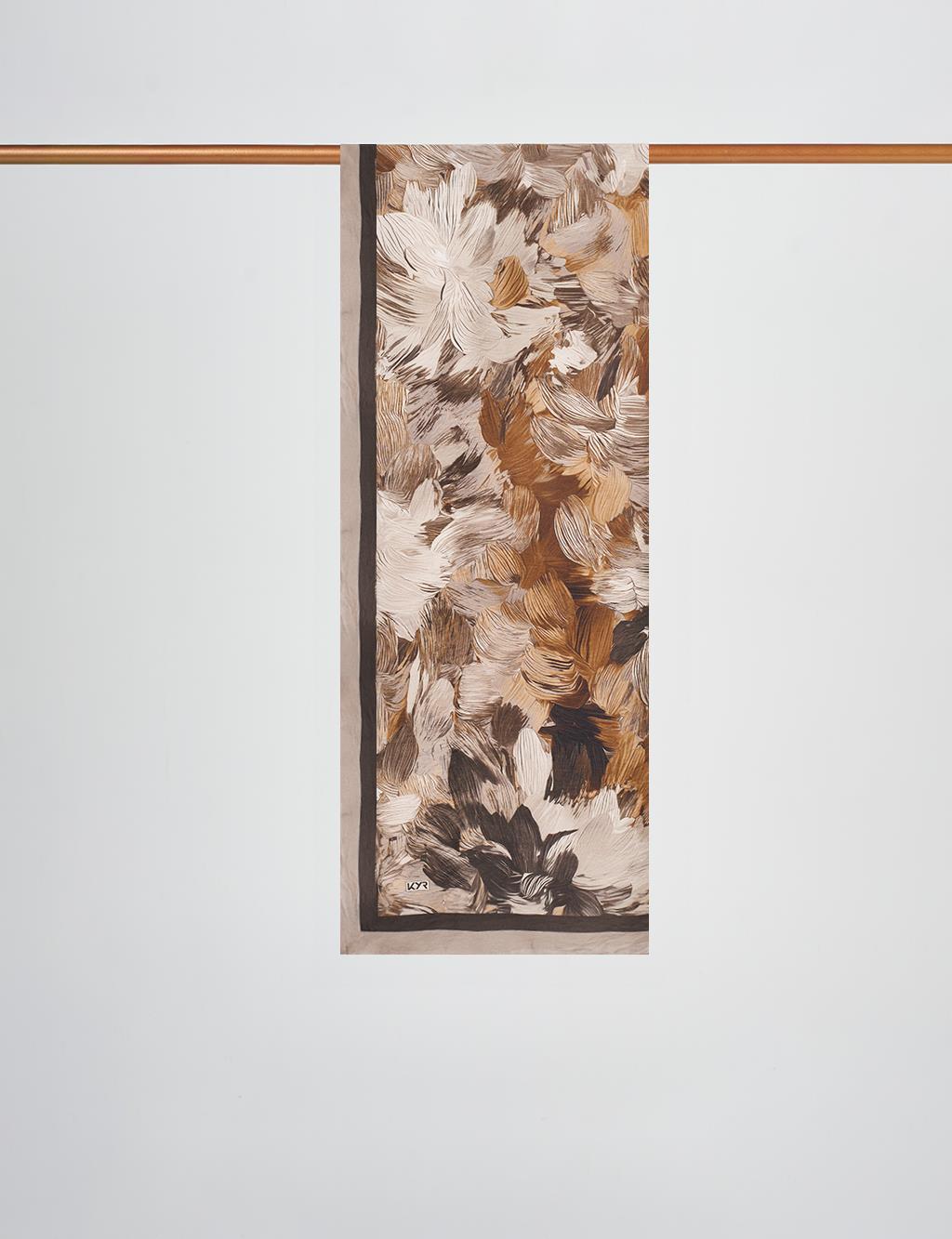 Floral Brush Pattern Scarf Chocolate