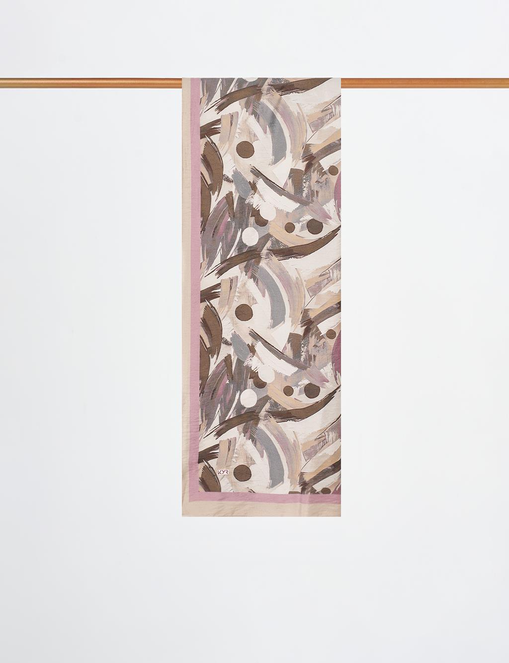 Abstract Brush Pattern Scarf Cocoa Powder