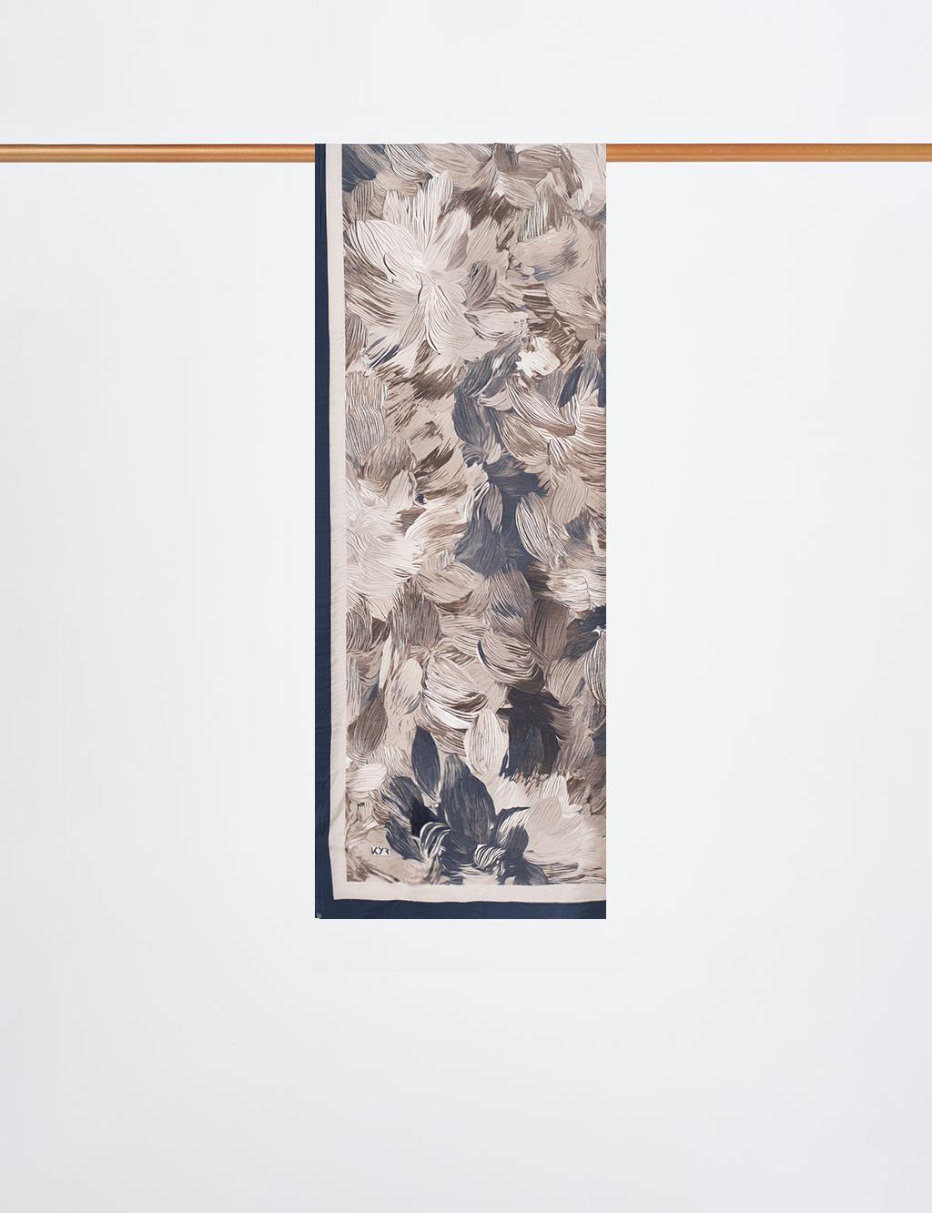 Floral Brush Pattern Scarf Black