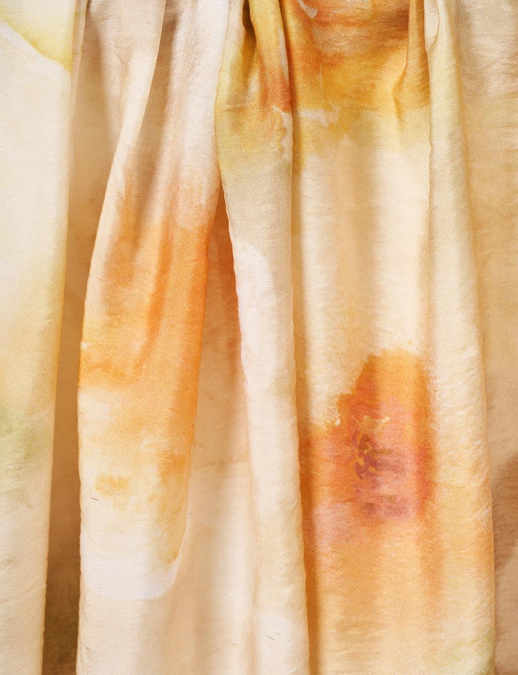 Watercolor Pattern Viscose Scarf Salmon