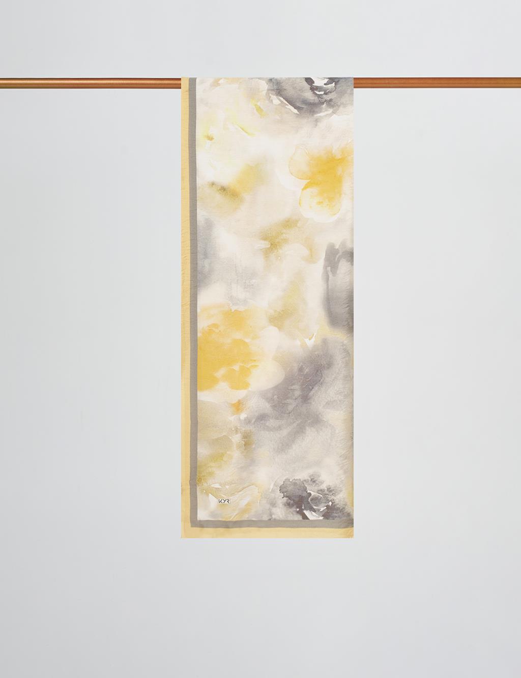 Watercolor Pattern Viscose Scarf Grey