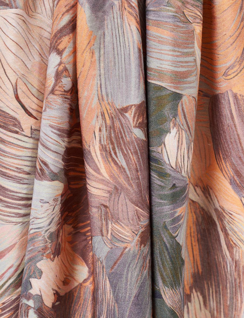 Floral Brush Pattern Scarf Grey