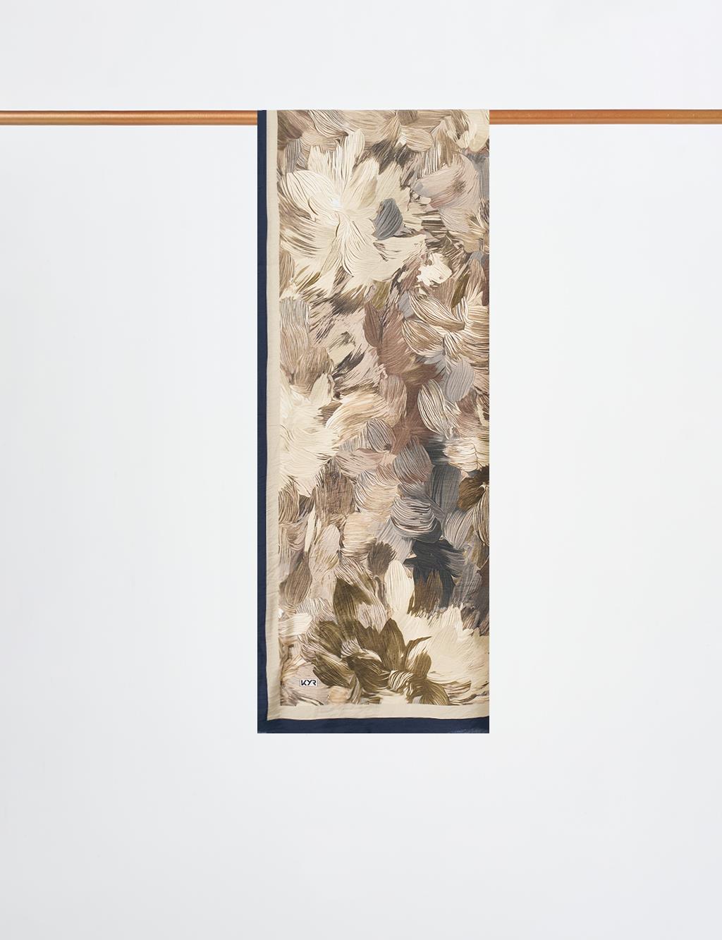 Floral Brush Pattern Scarf Moss Green