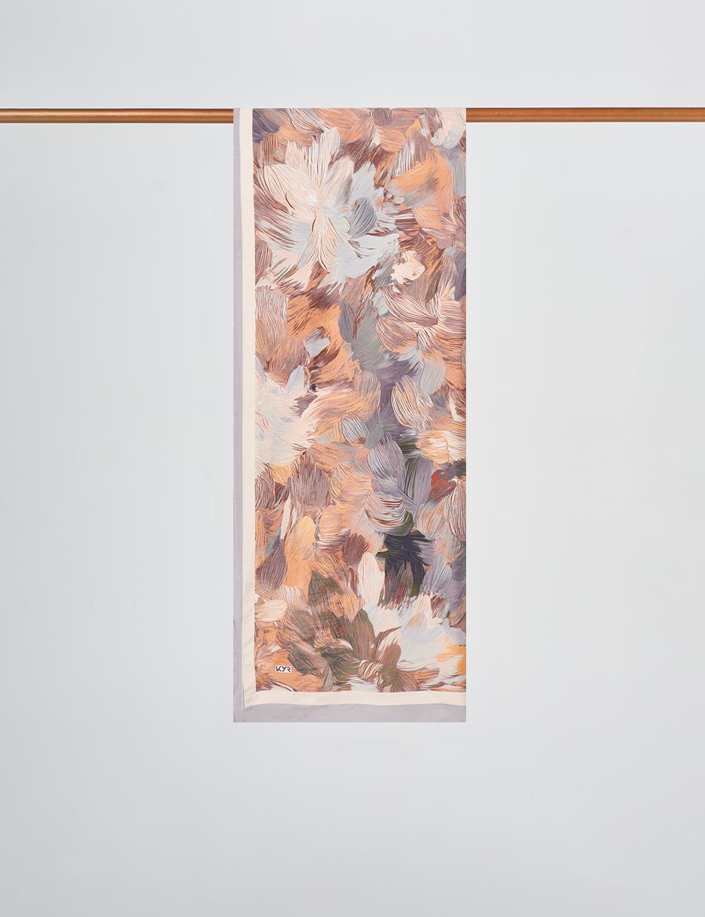 Floral Brush Pattern Scarf Grey