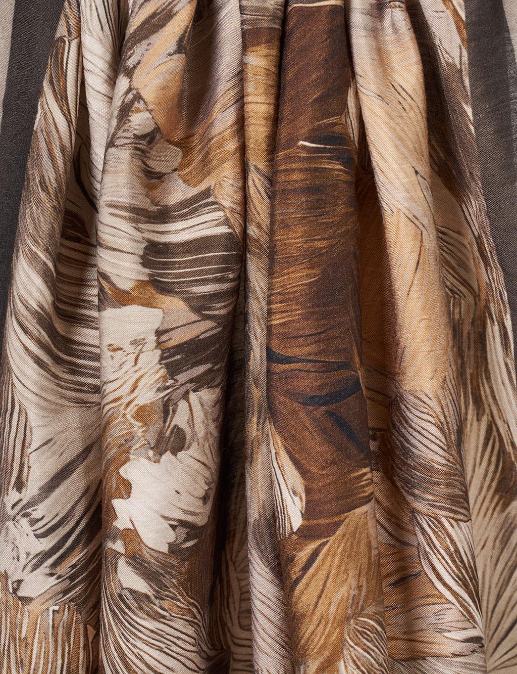 Floral Brush Pattern Scarf Chocolate