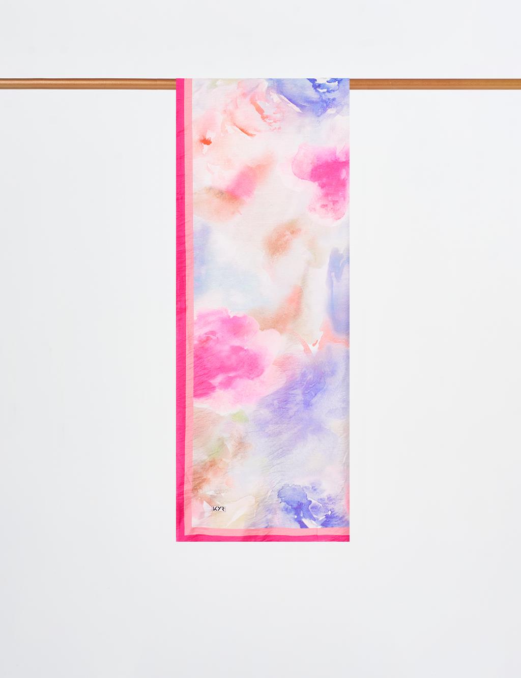 Watercolor Pattern Viscose Scarf Pink