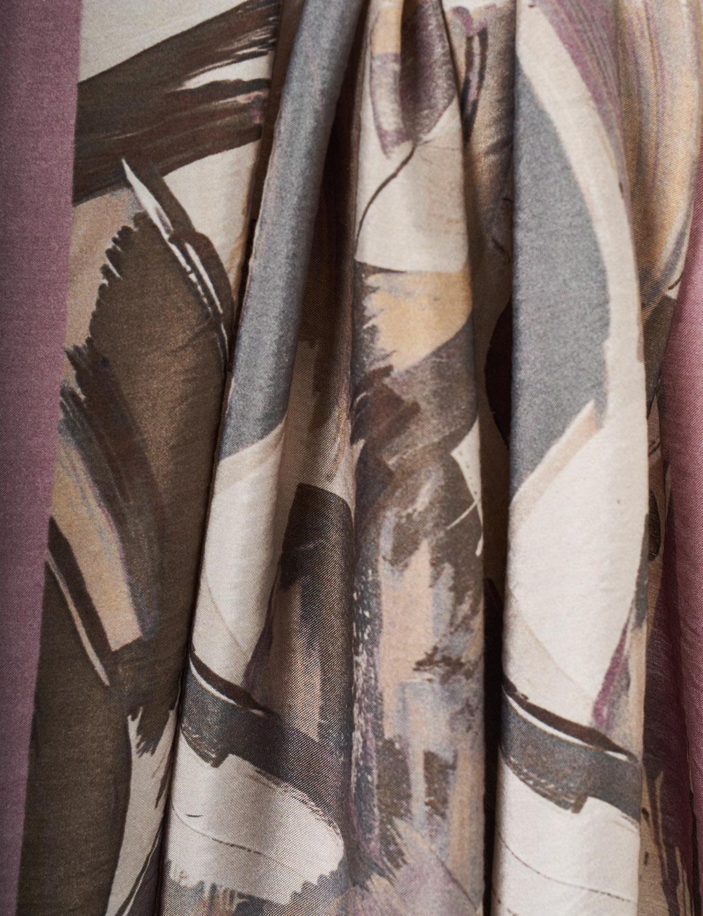 Abstract Brush Pattern Scarf Cocoa Powder