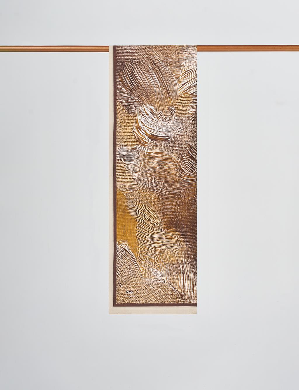 Brush Pattern Scarf Camel