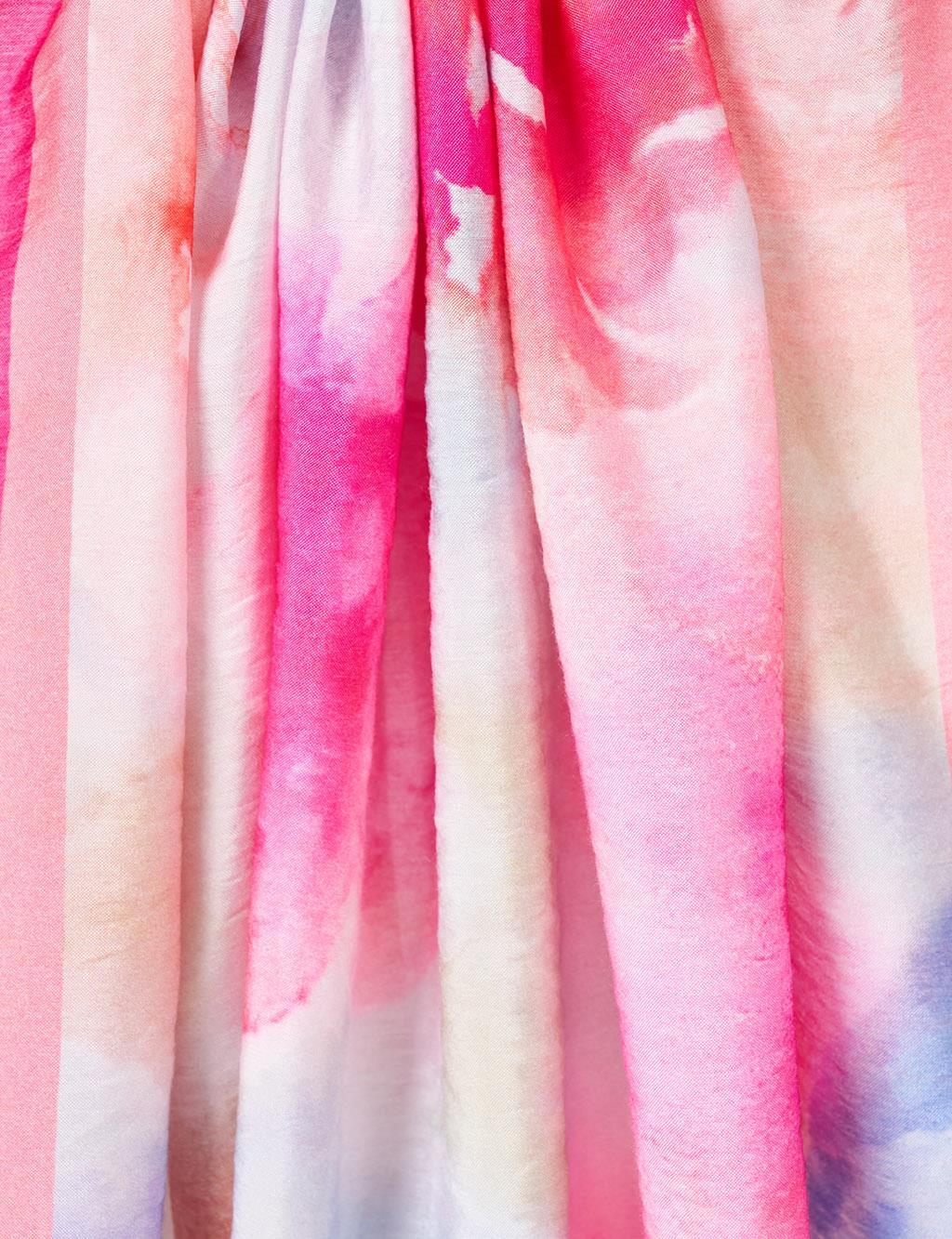 Watercolor Pattern Viscose Scarf Pink