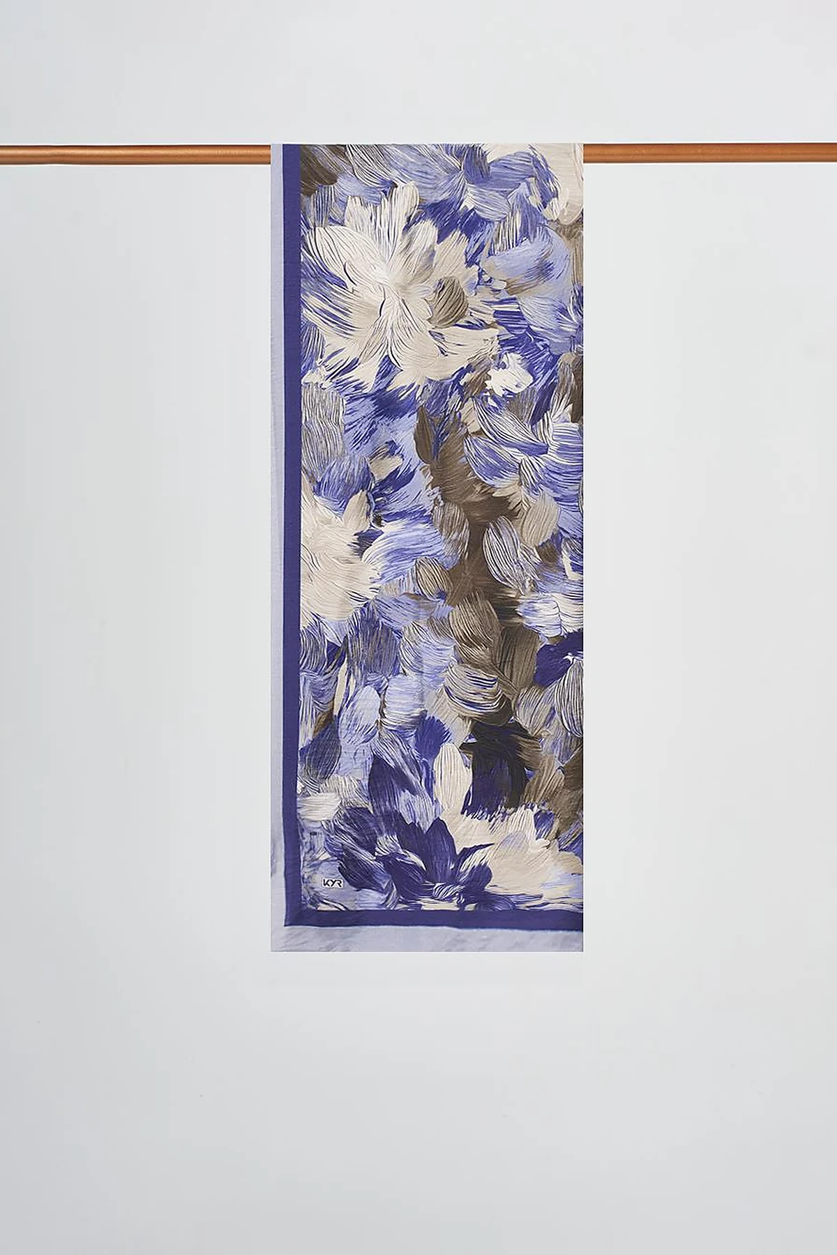 Floral Brush Pattern Scarf Indigo