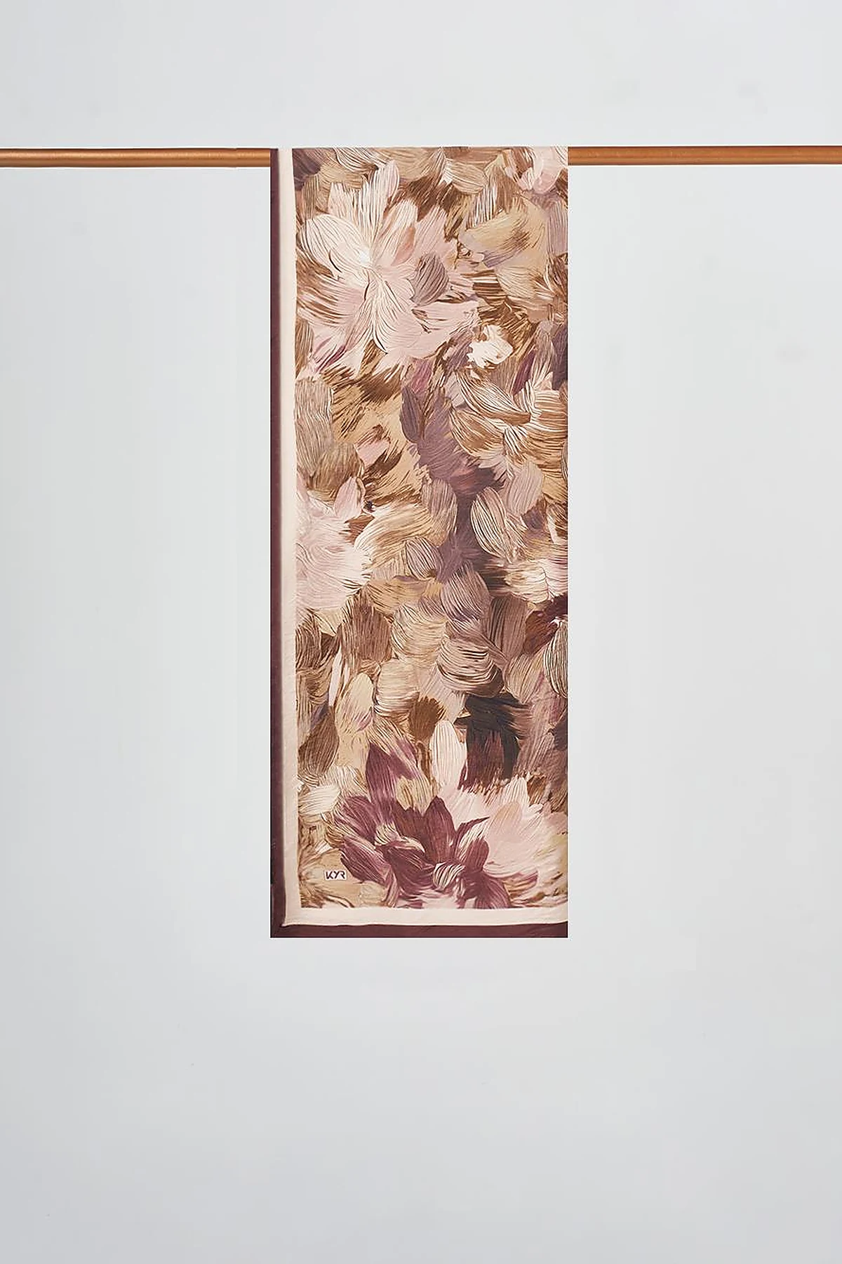 Floral Brush Pattern Scarf Cocoa Powder