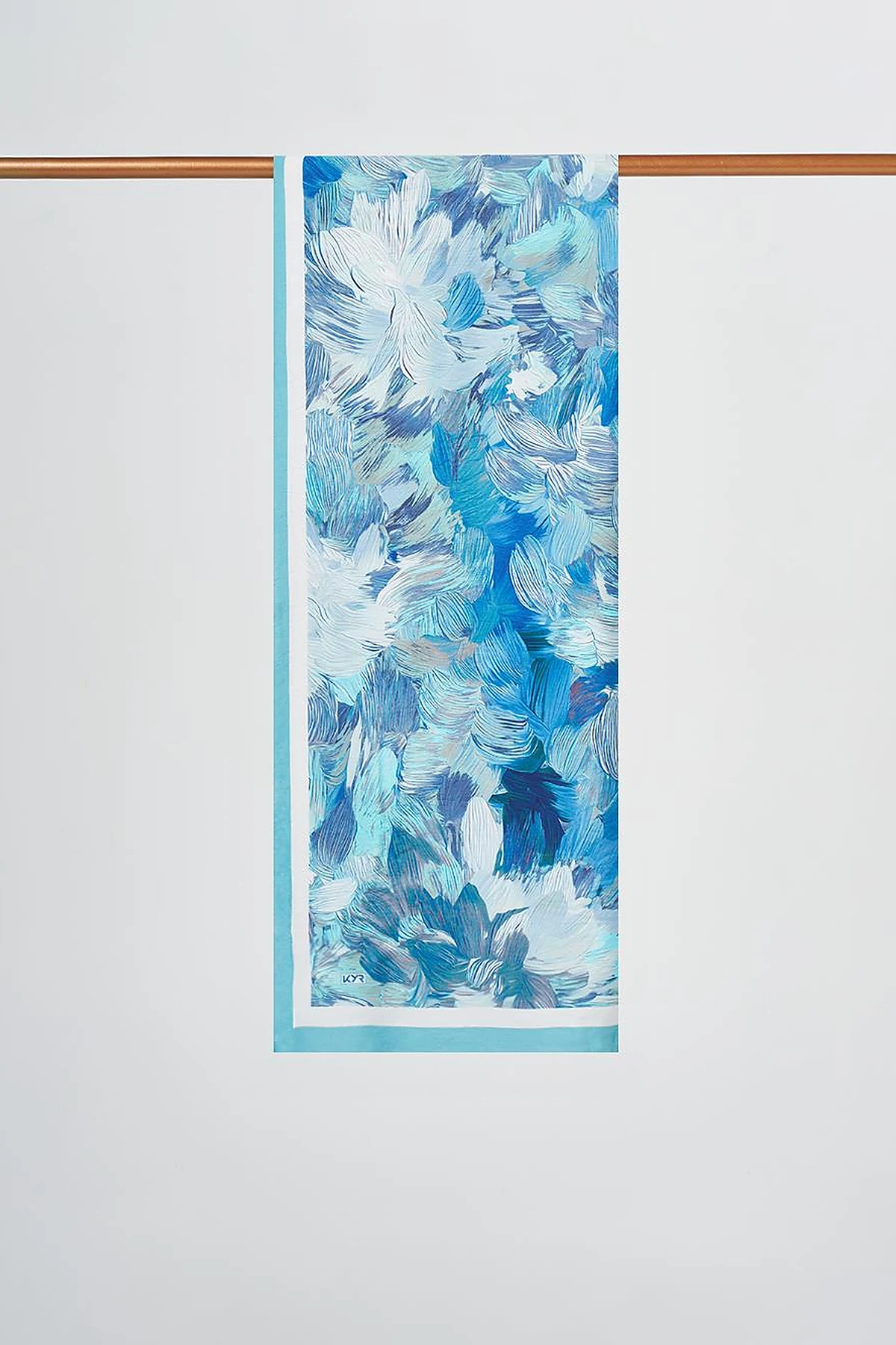 Floral Brush Pattern Scarf Ocean Depth