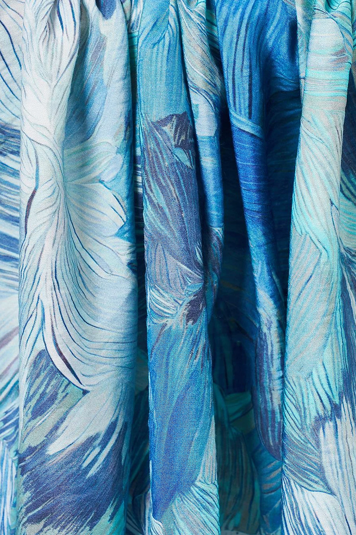 Floral Brush Pattern Scarf Ocean Depth