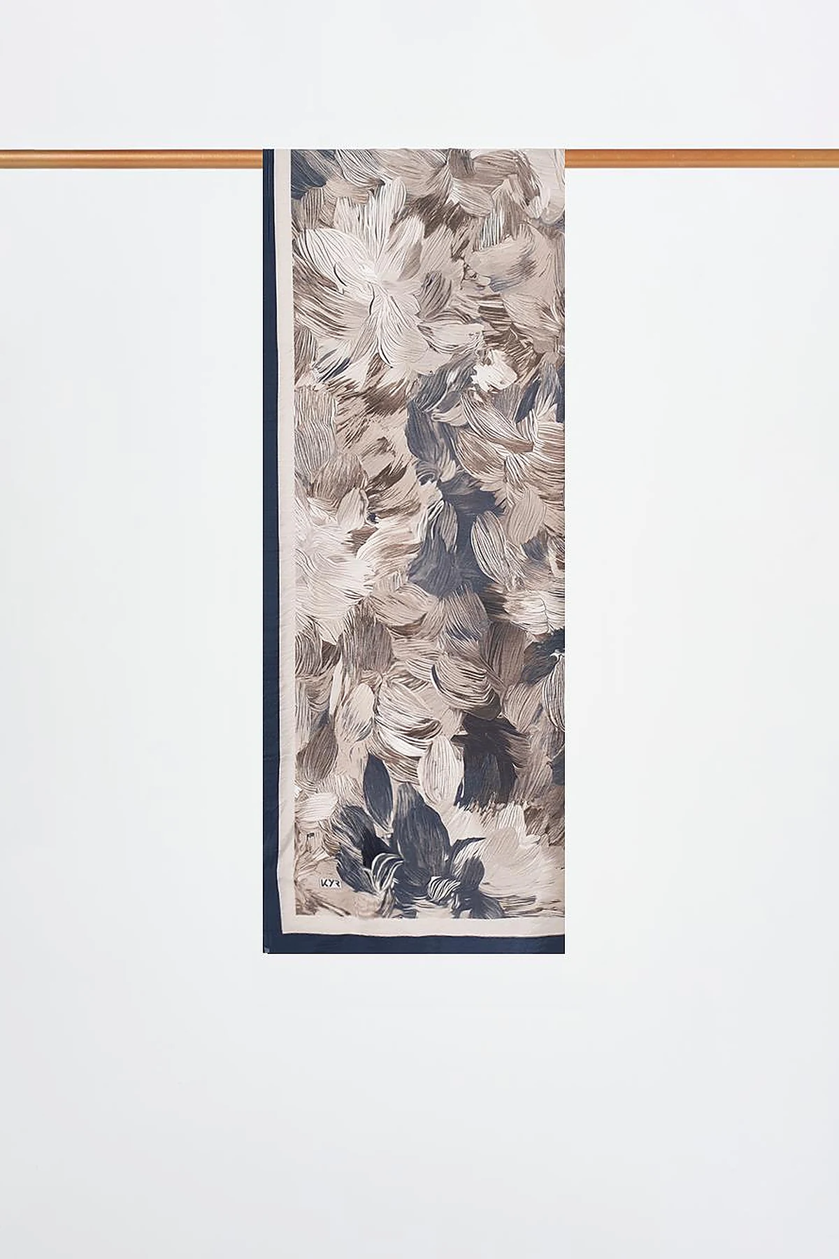 Floral Brush Pattern Scarf Black