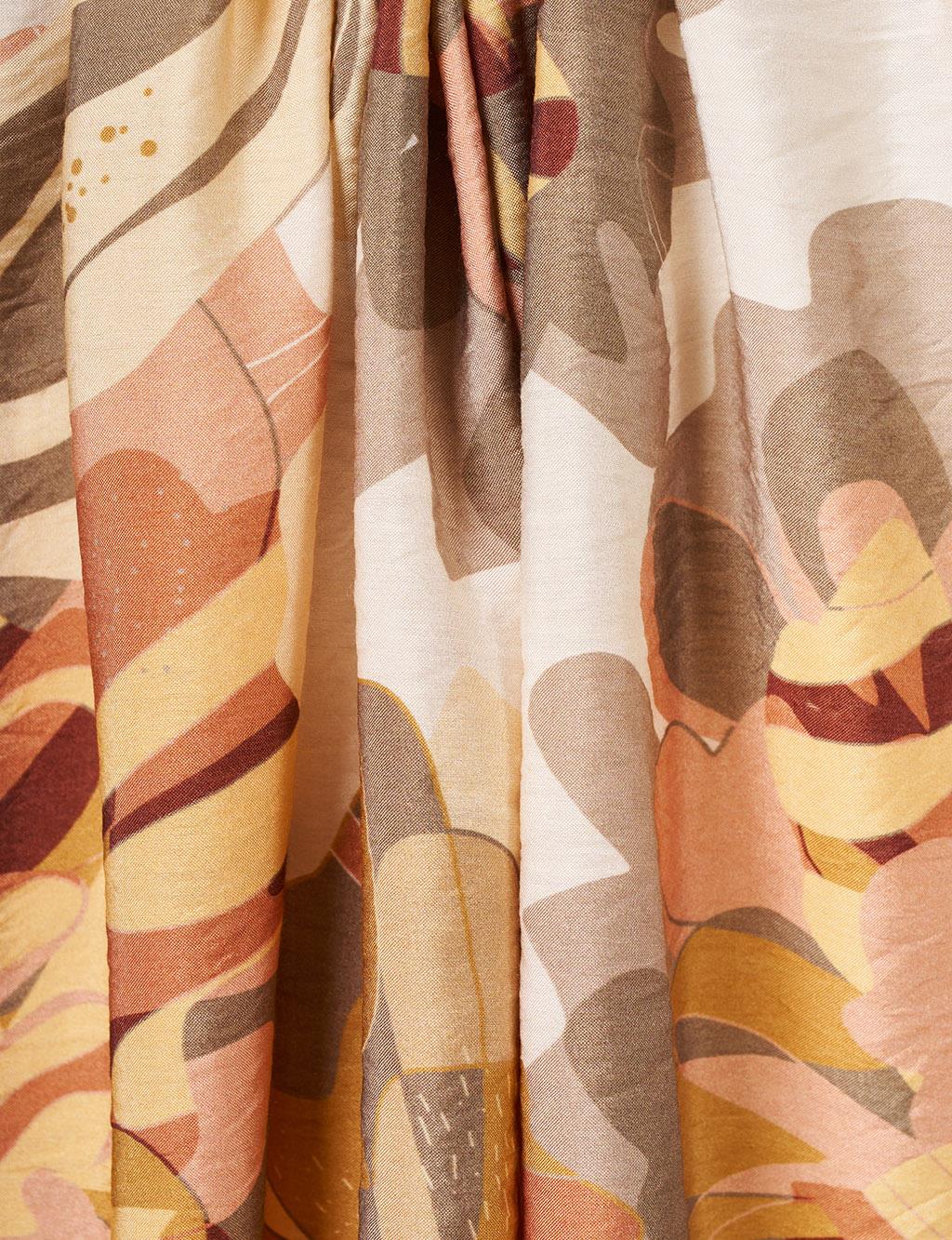 Abstract Patterned Viscose Shawl Dusty Rose