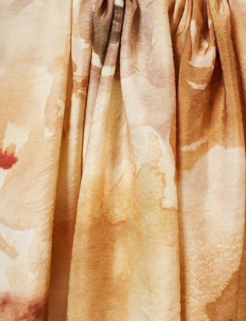 Watercolor Pattern Viscose Scarf Beige