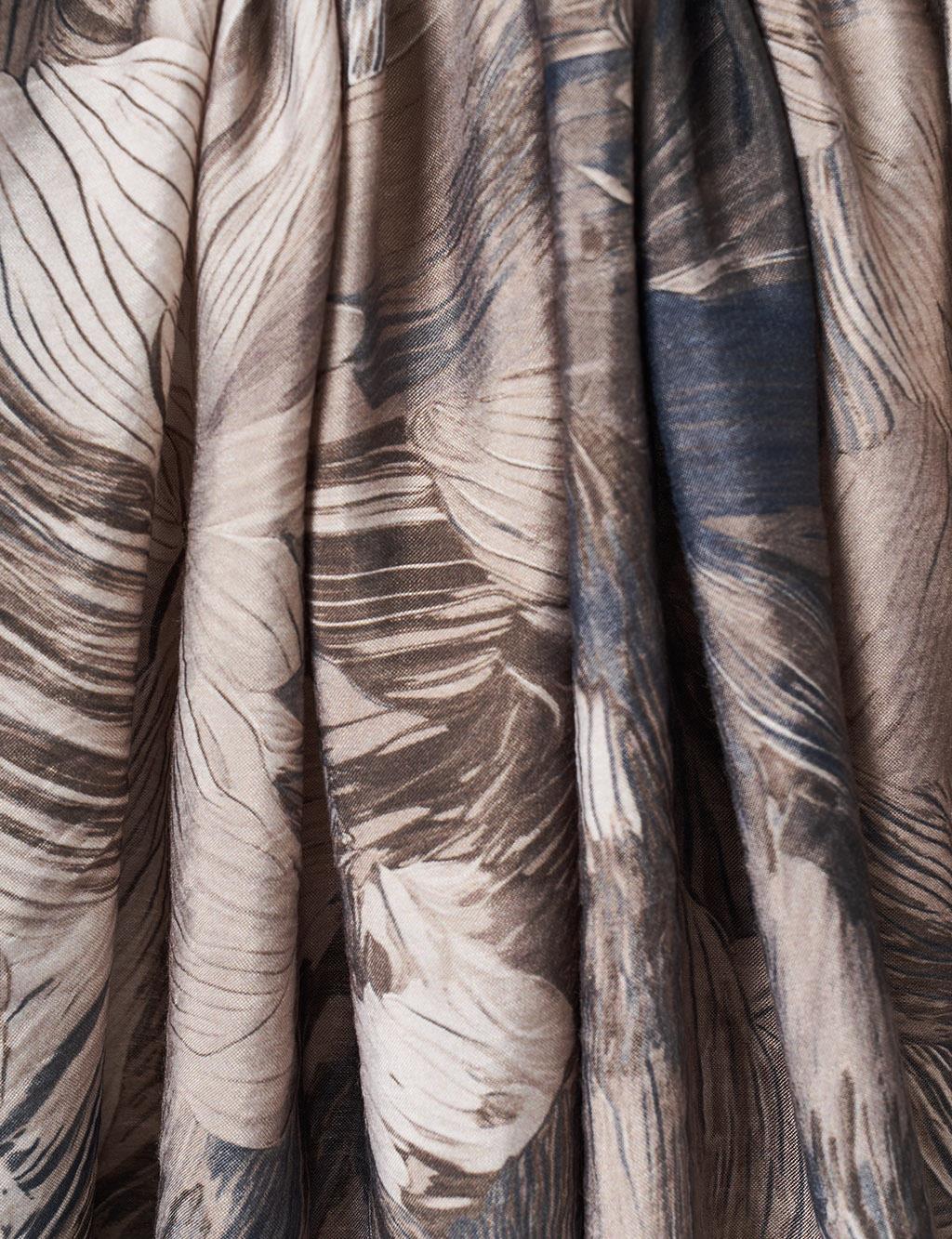 Floral Brush Pattern Scarf Black