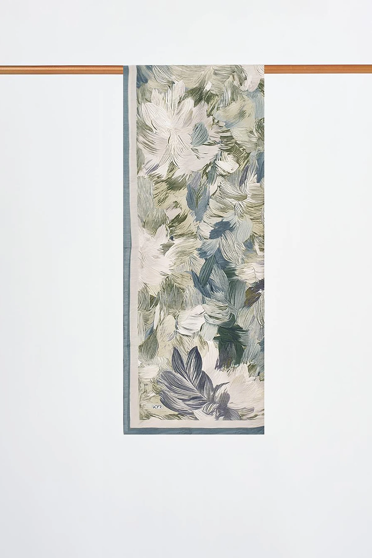 Floral Brush Pattern Scarf Mint