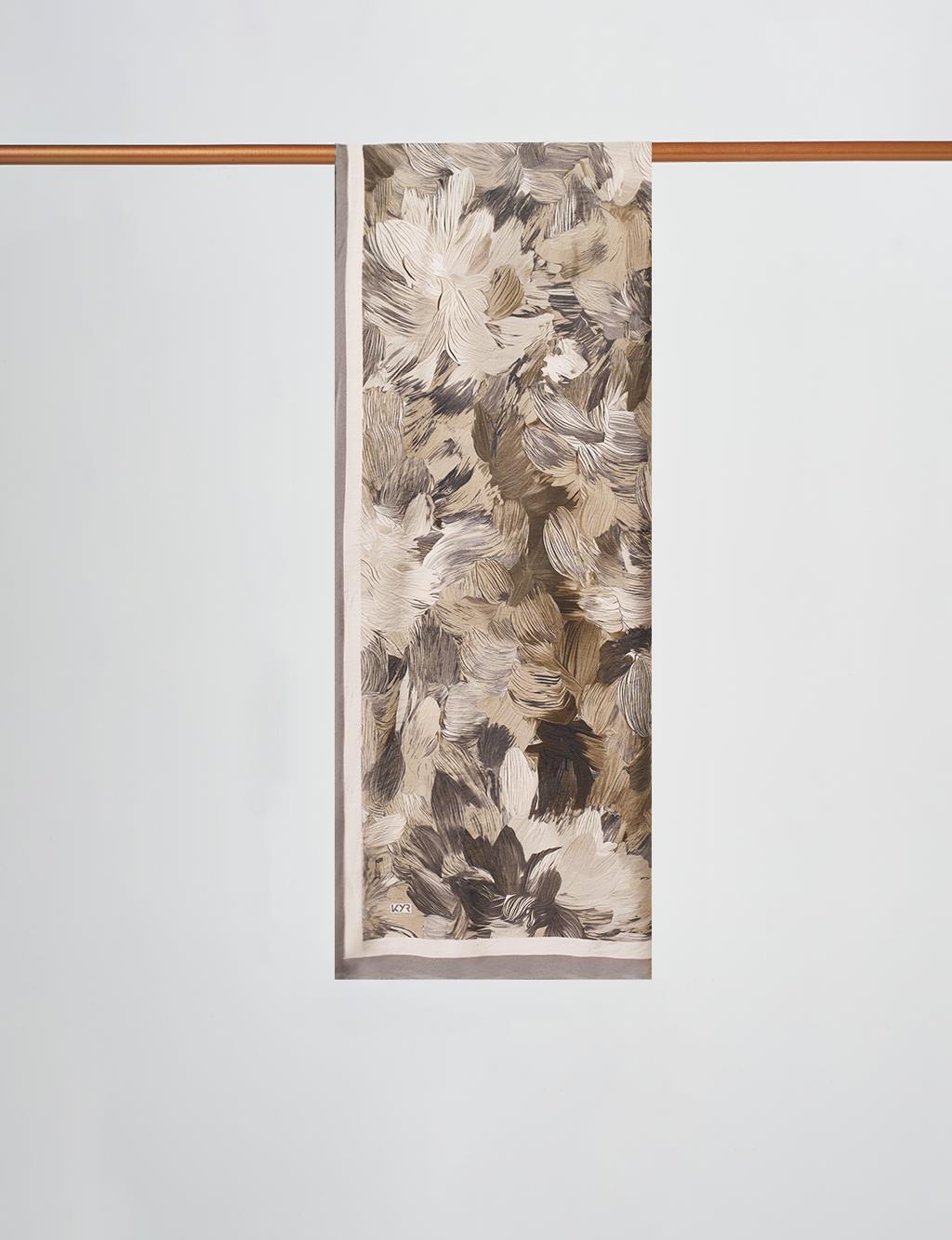 Floral Brush Pattern Scarf Forest Green